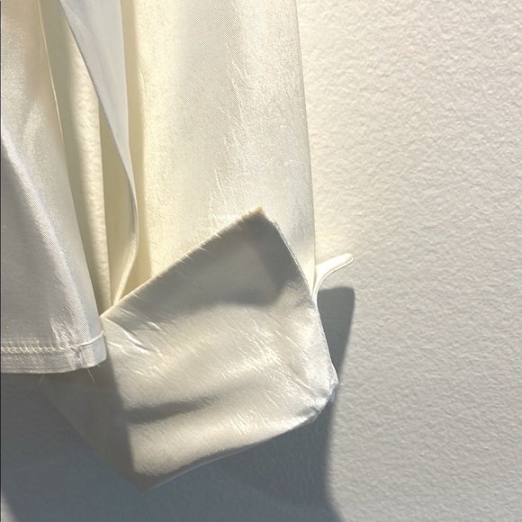 White Button Down Shirt by JS Collections with Cuffed Sleeves Size 12 - Picture 5 of 8